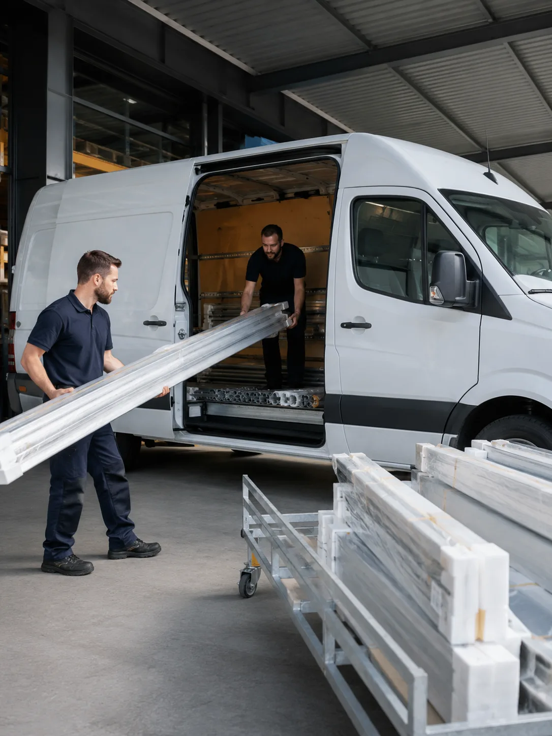 Transporter wird für einen Transport beladen